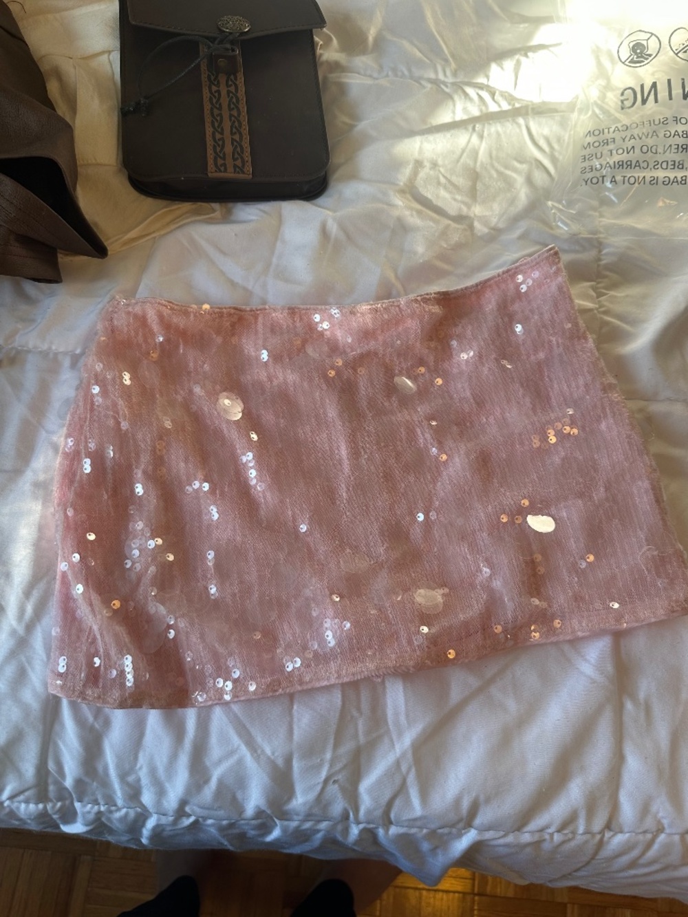 Shein Pink Sequin Mini Skirt Short XXS